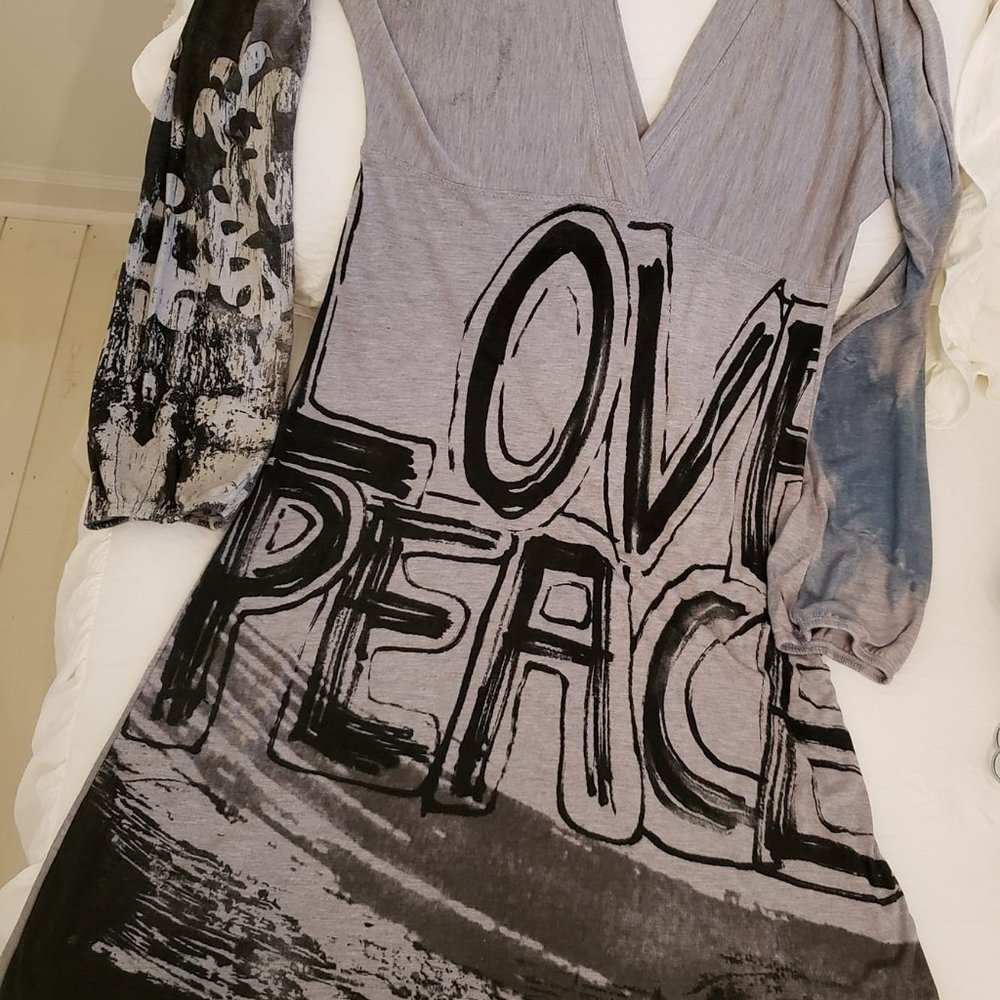 ELAN Dress Love Peace Enjoy Everyday! UNIQUE Large Long Sleeves SOFT! Boutique